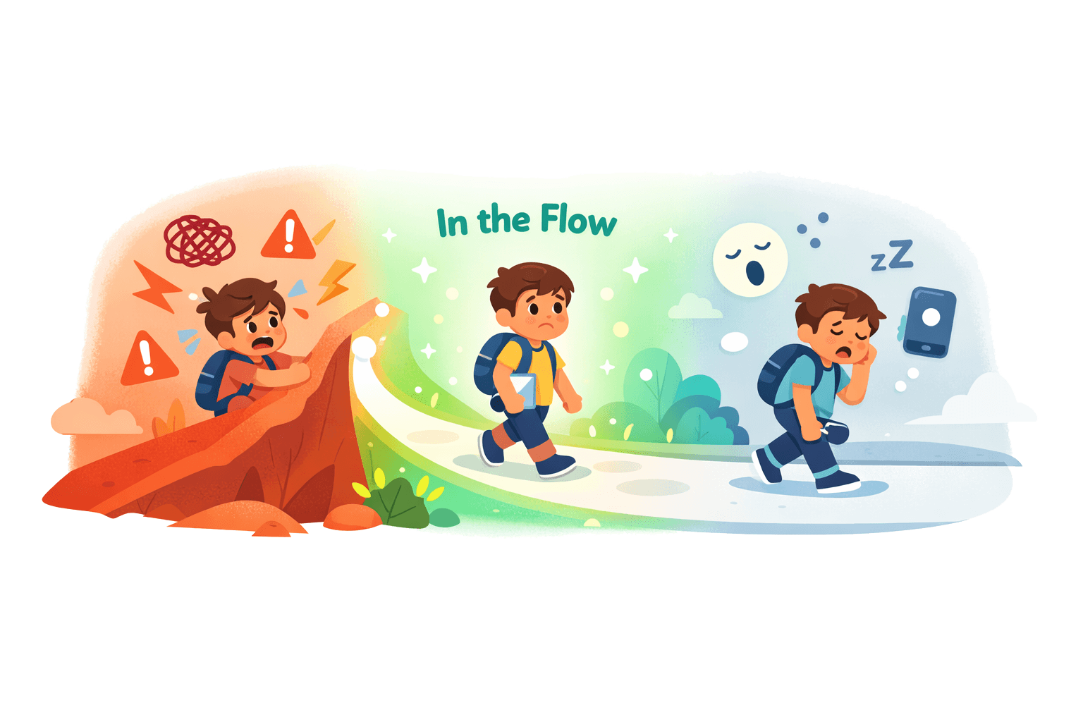 Illustration showing flow shifting as competence increases