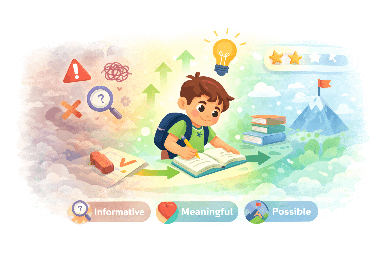 Illustration showing learning that feels hard but right