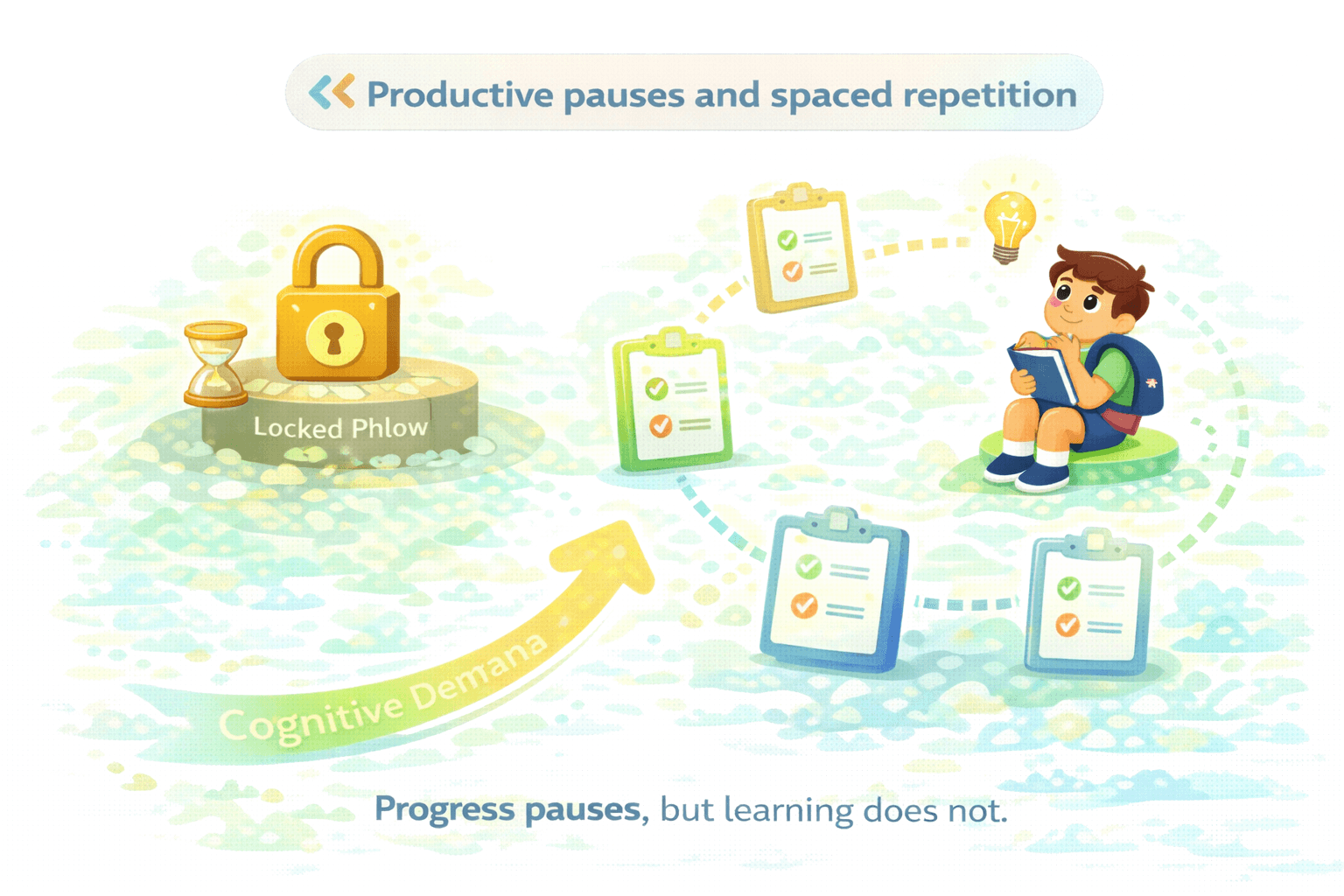 Productive pauses and spaced repetition